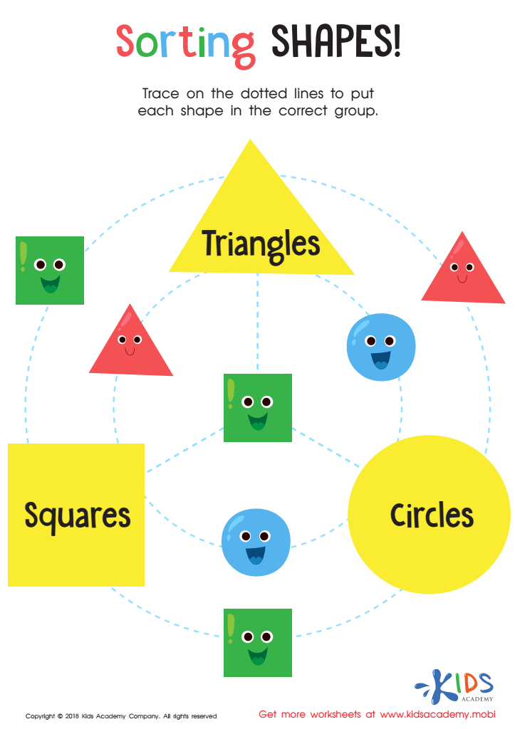 Sorting Shapes - Part 3 Worksheet, Free Printable PDF for Kids