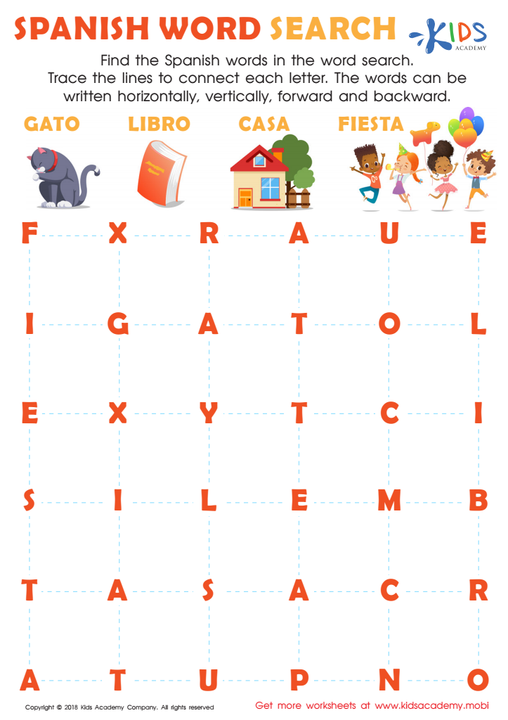 Spanish Word Search Worksheet