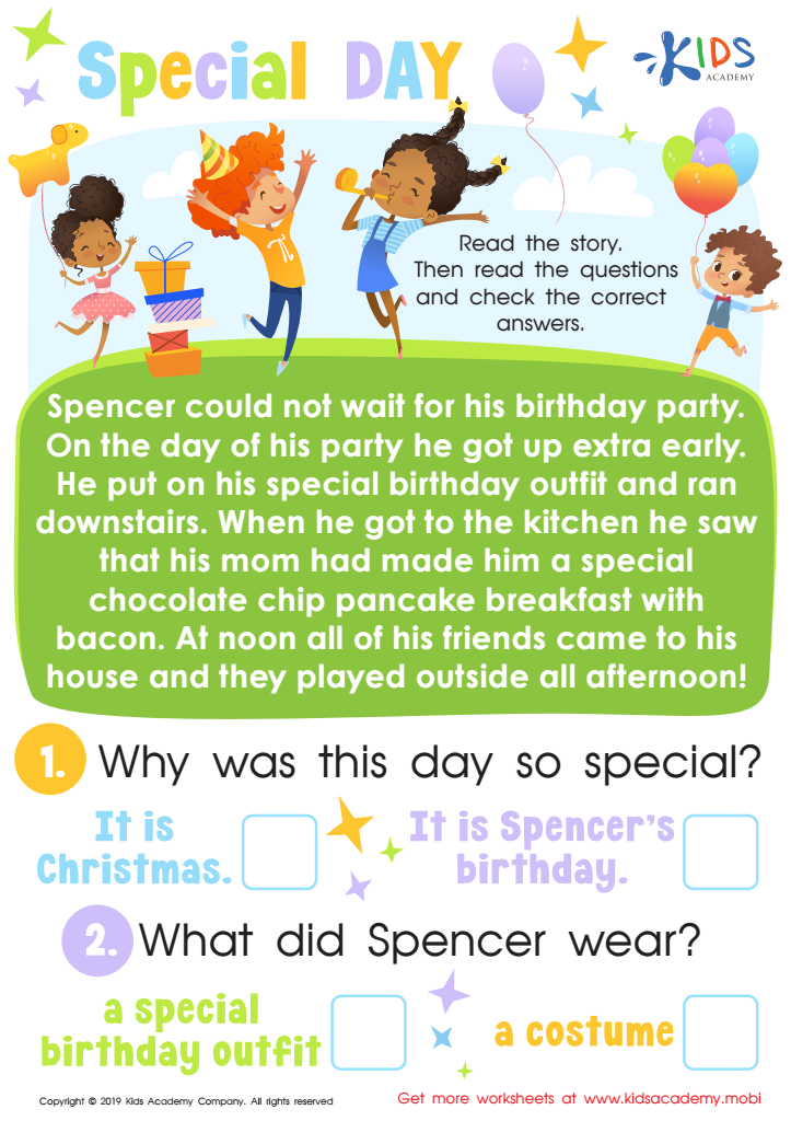 Special Day Worksheet