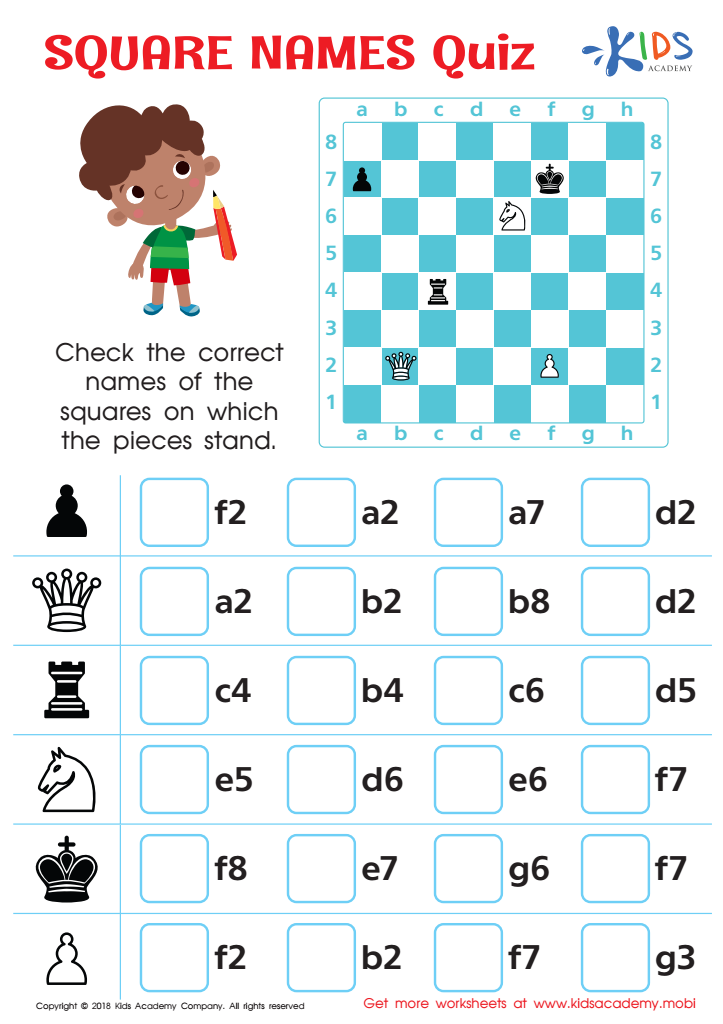 Chess Pieces Quest Worksheet: Free Printable PDF for Kids - Answers and  Completion Rate