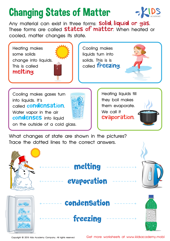 States of matter worksheet for grade 3