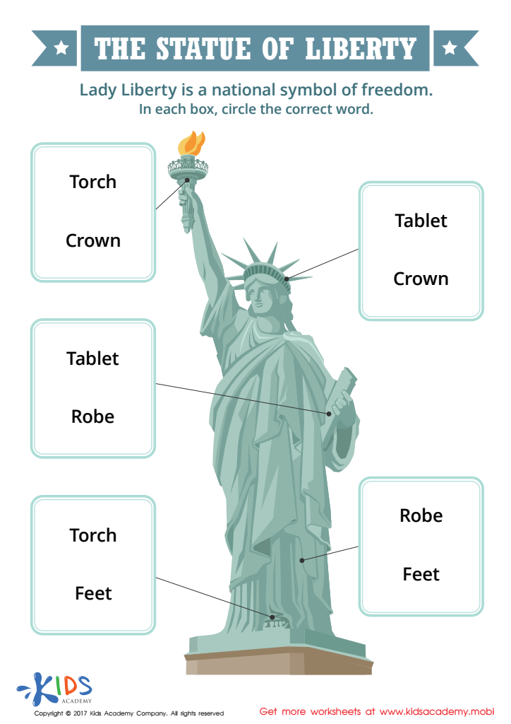 The Statue Of Liberty Printable Free Worksheet For Kids Answers And Completion Rate