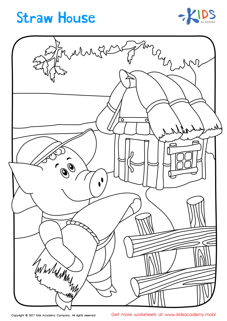 Straw House Printable Coloring Page