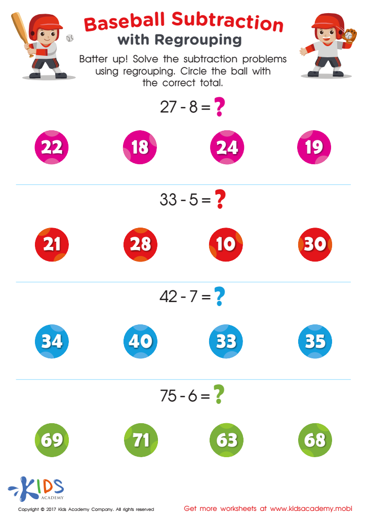 Subtraction with regrouping worksheets for 2nd grade