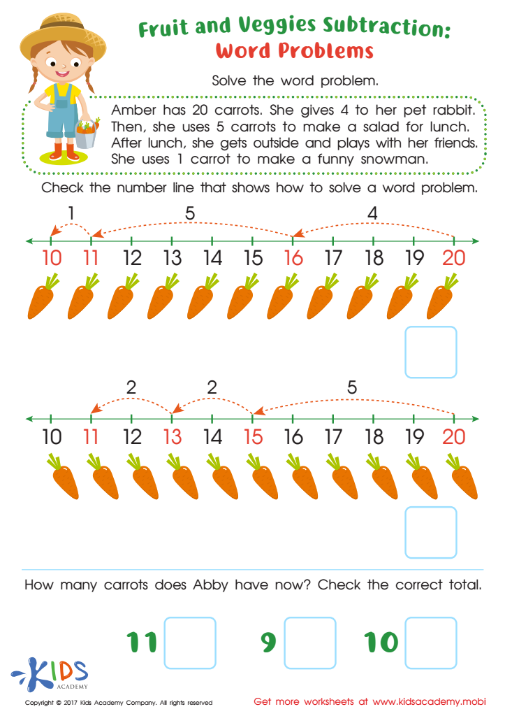 Subtraction Word Problems Printable Downloadable Worksheet For Kids