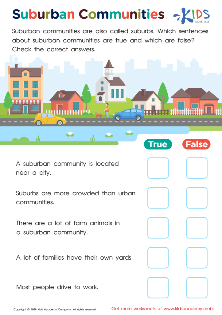 Suburban Communities Worksheet