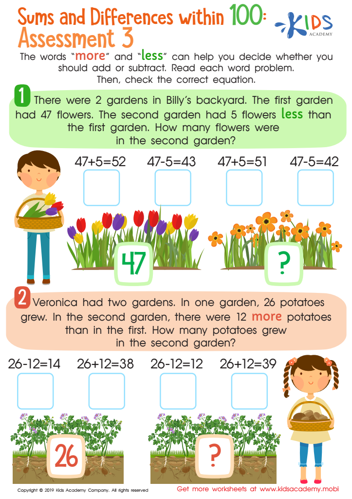 Sums and Differences Within 1 - Assessment 3 Worksheet