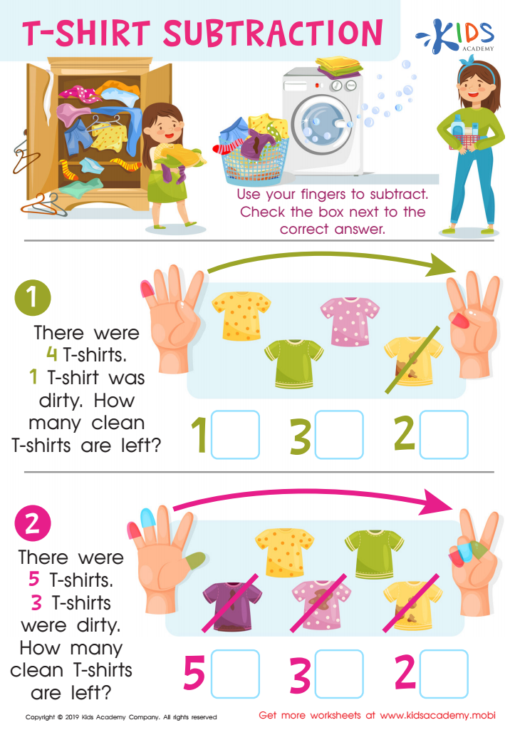 T-shirt Subtraction Worksheet