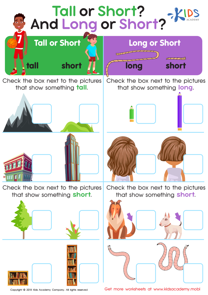 Tall or Short and Long or Short? Worksheet