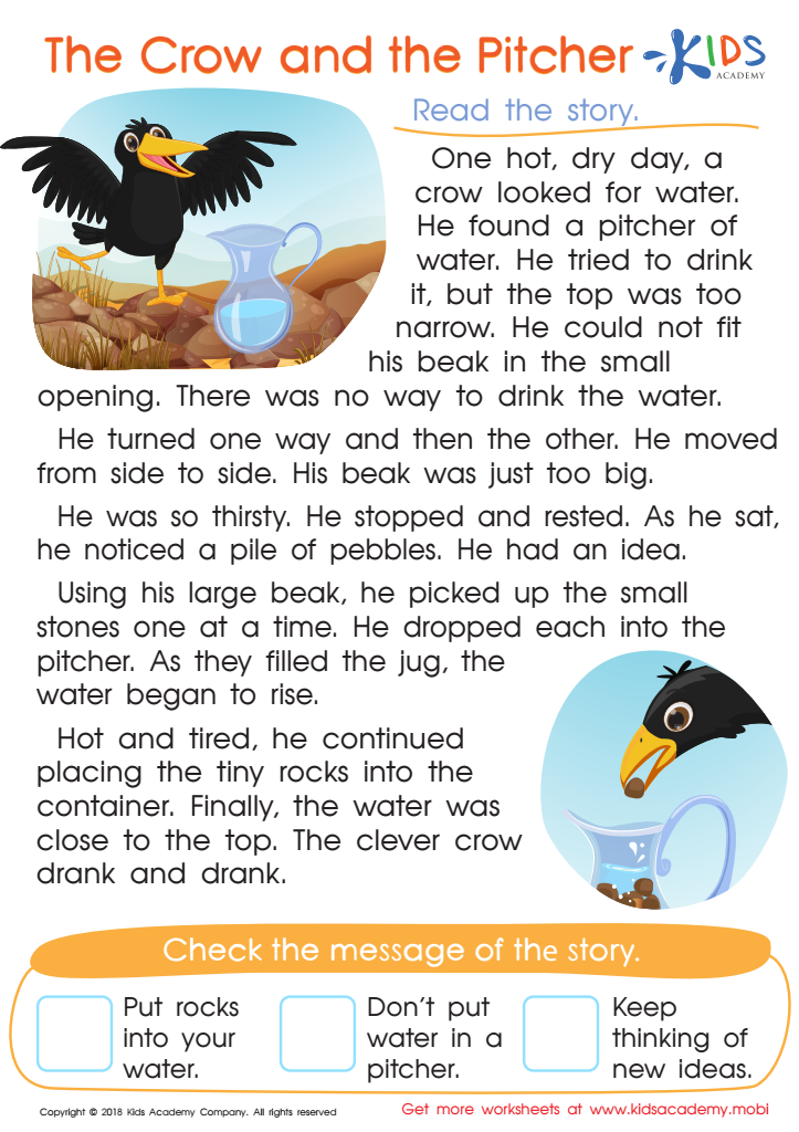 The Crow and the Pitcher Worksheet
