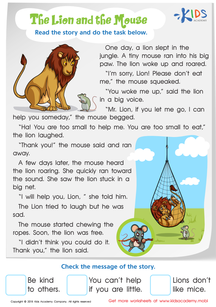 The Lion and the Mouse Worksheet