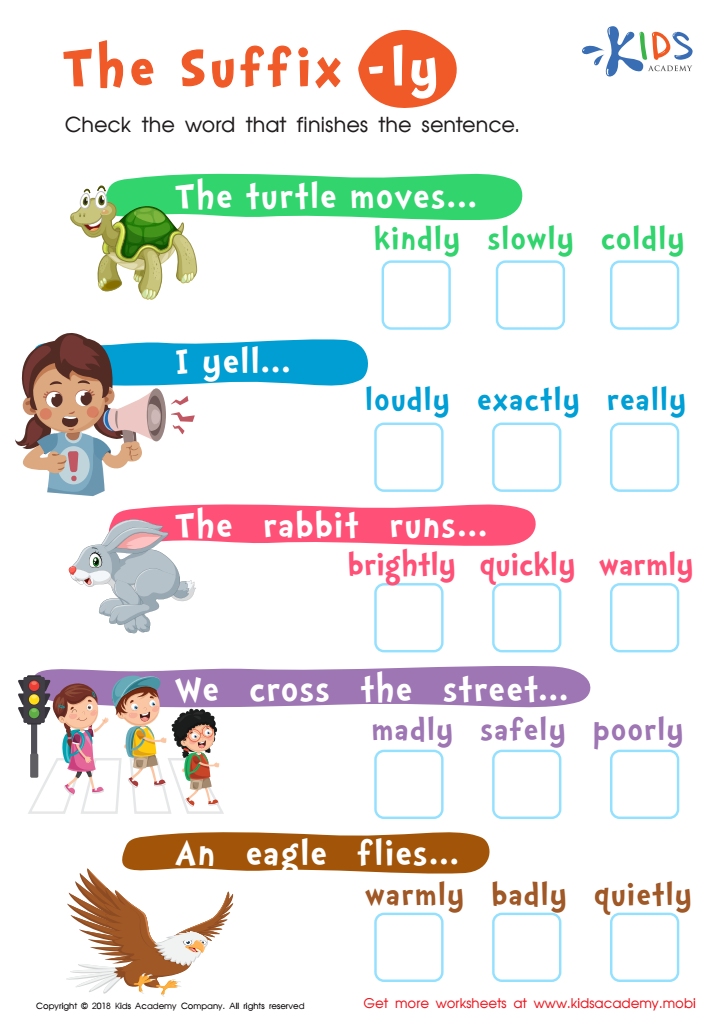 The Suffix -Ly Worksheet for kids