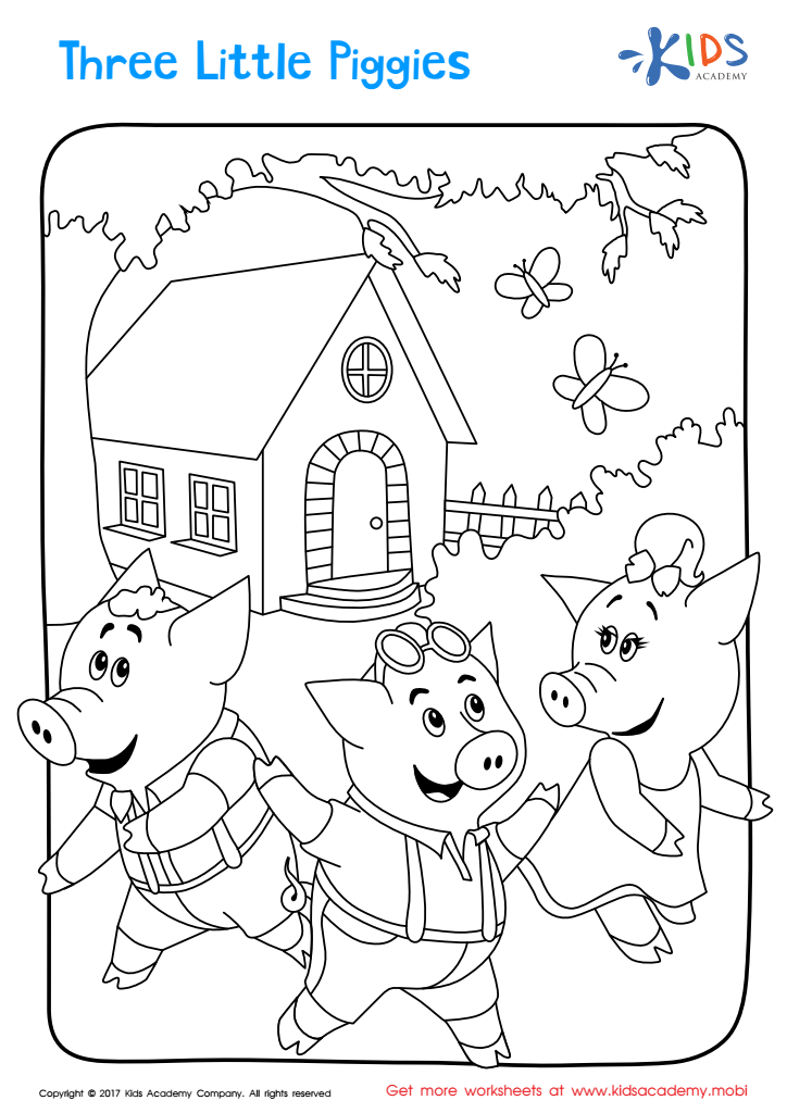 Three Little Piggies printable coloring page