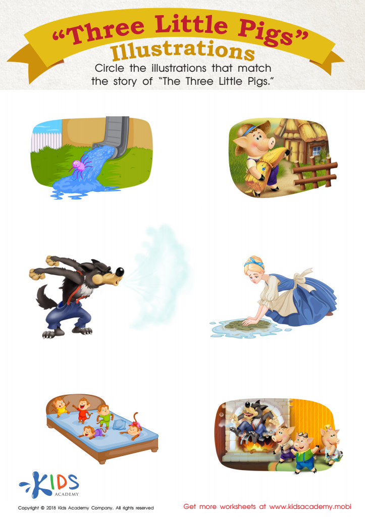 Three Little Pigs: Illustrations Worksheet