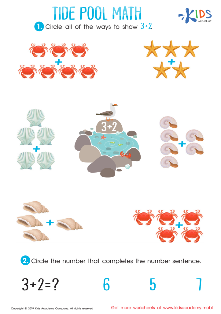 Tide Pool Math Worksheet For Kids Answers And Completion Rate