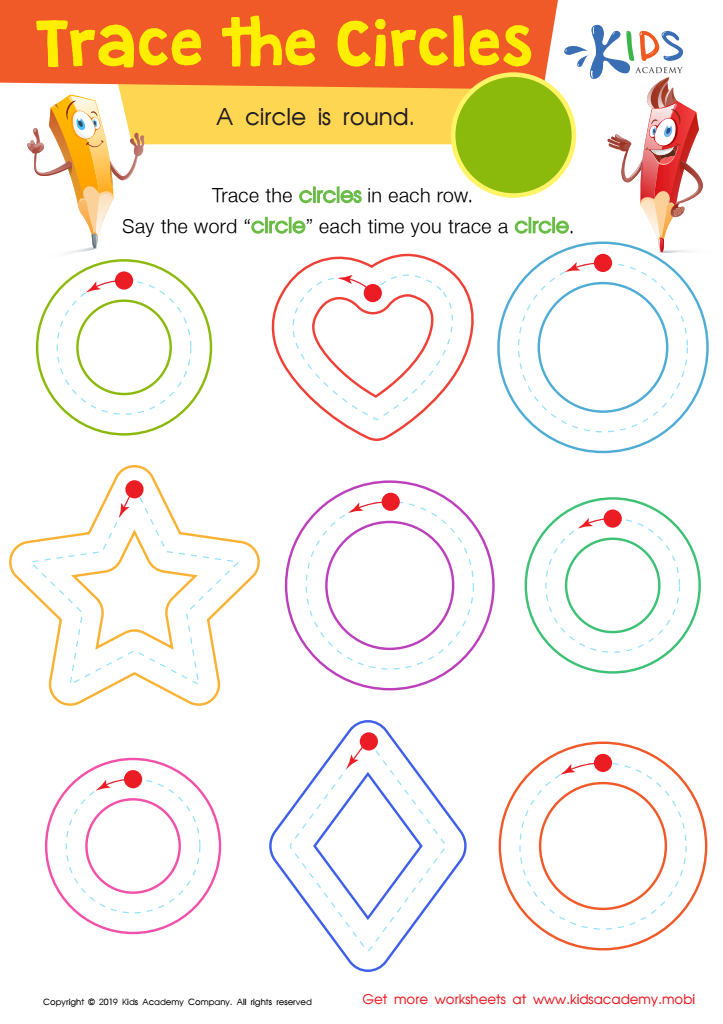 Trace The Circles Worksheet Free Printout for Kids