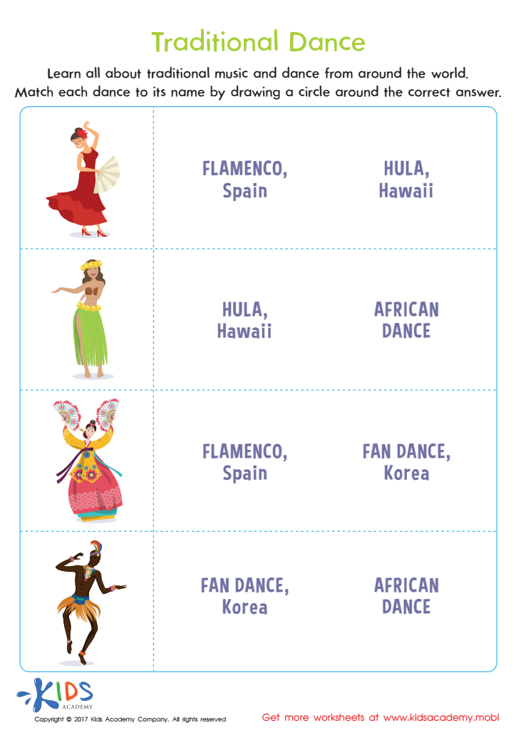 Traditional Dance Worksheet