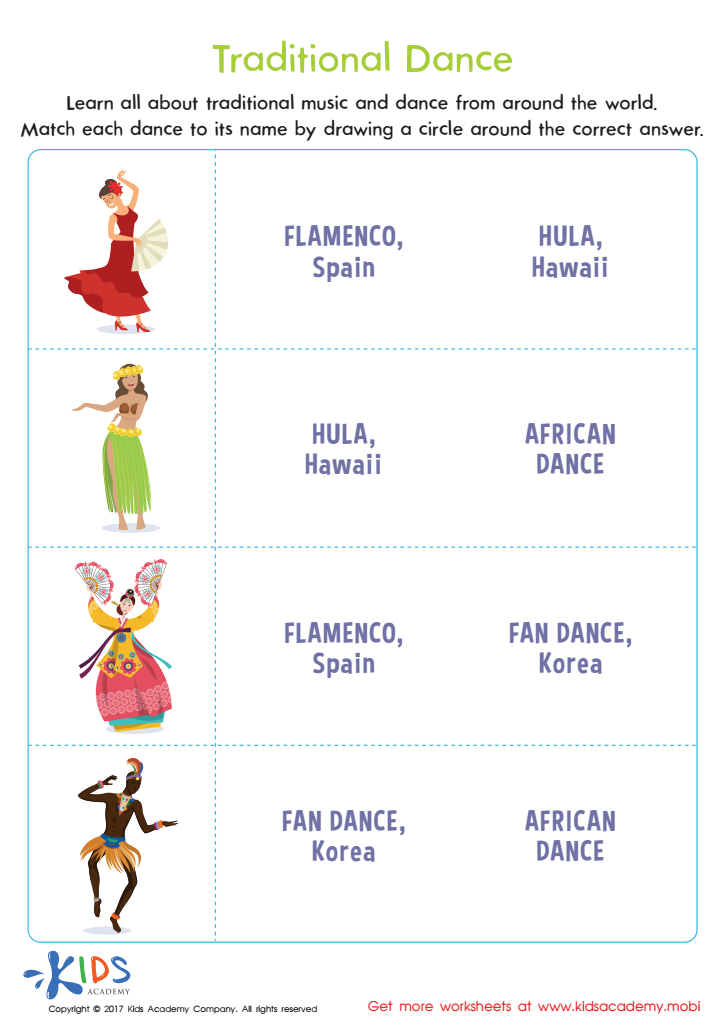 Traditional Dance Printable Free Worksheet For Kids