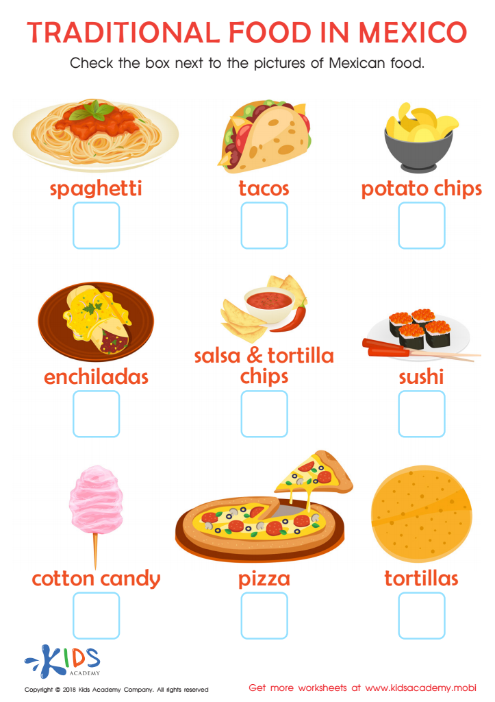 Traditional Food in Mexico Worksheet
