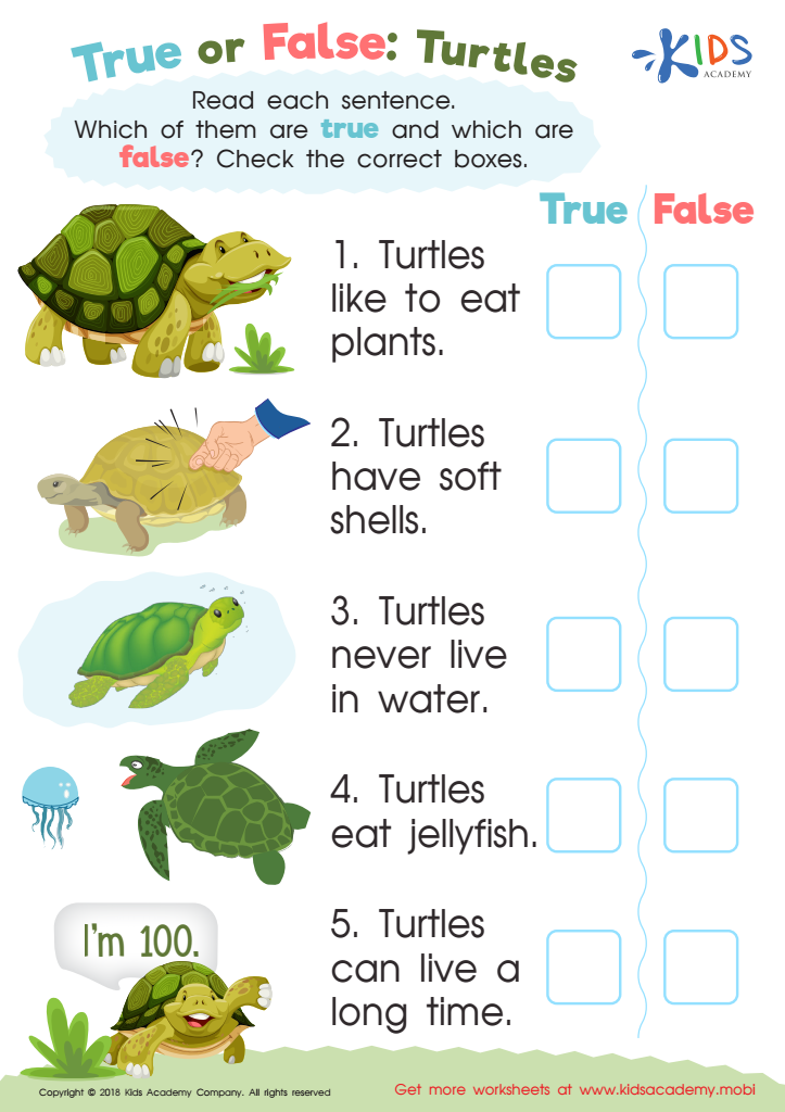 True or False: Turtles Worksheet