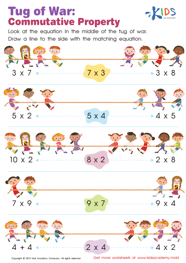 Tug of War: Commutative Property Worksheet