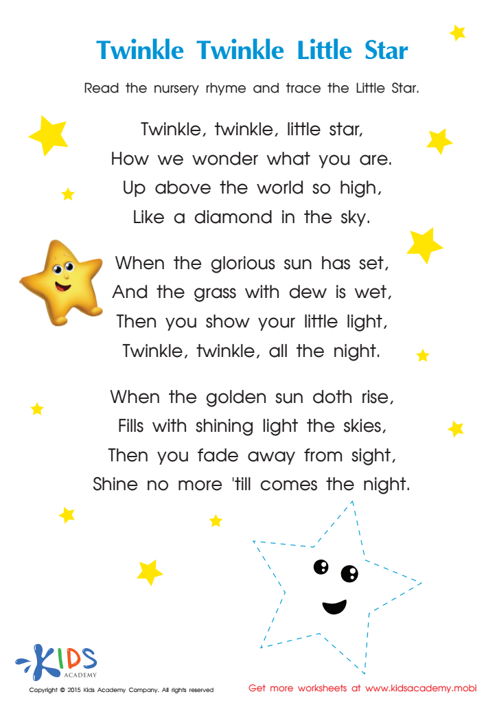 Nursery Rhymes: Twinkle Little Star PDF Worksheet
