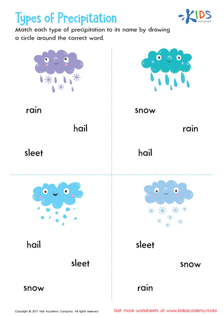 Types of Precipitation Worksheet