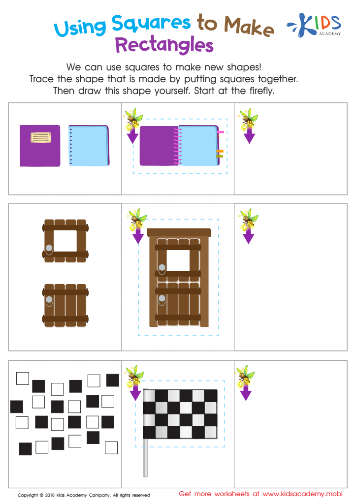 Using Squares to Make Rectangles Worksheet