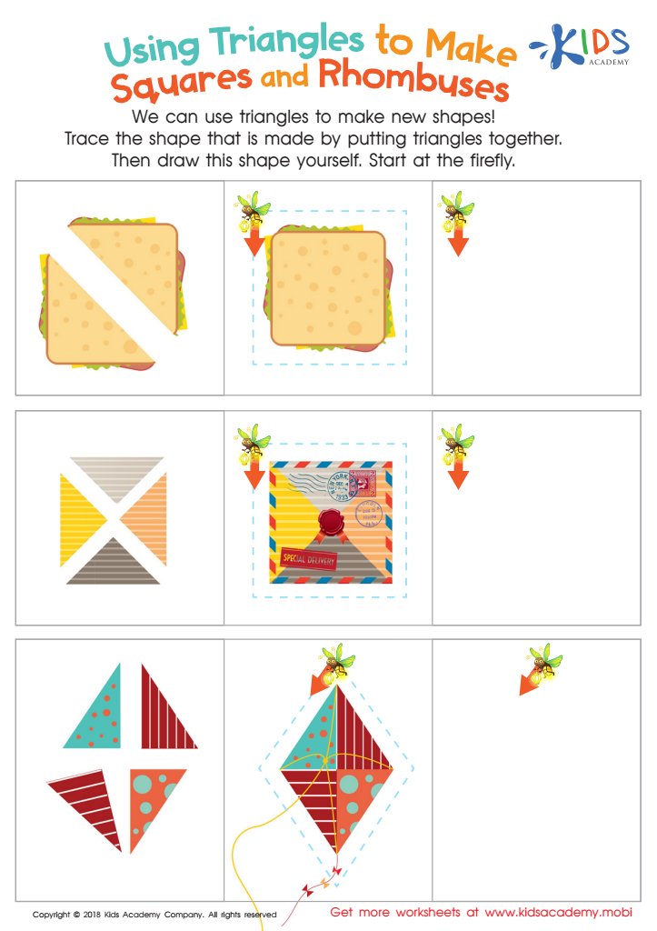 Using Triangles to Make Squares and Rhombuses Worksheet