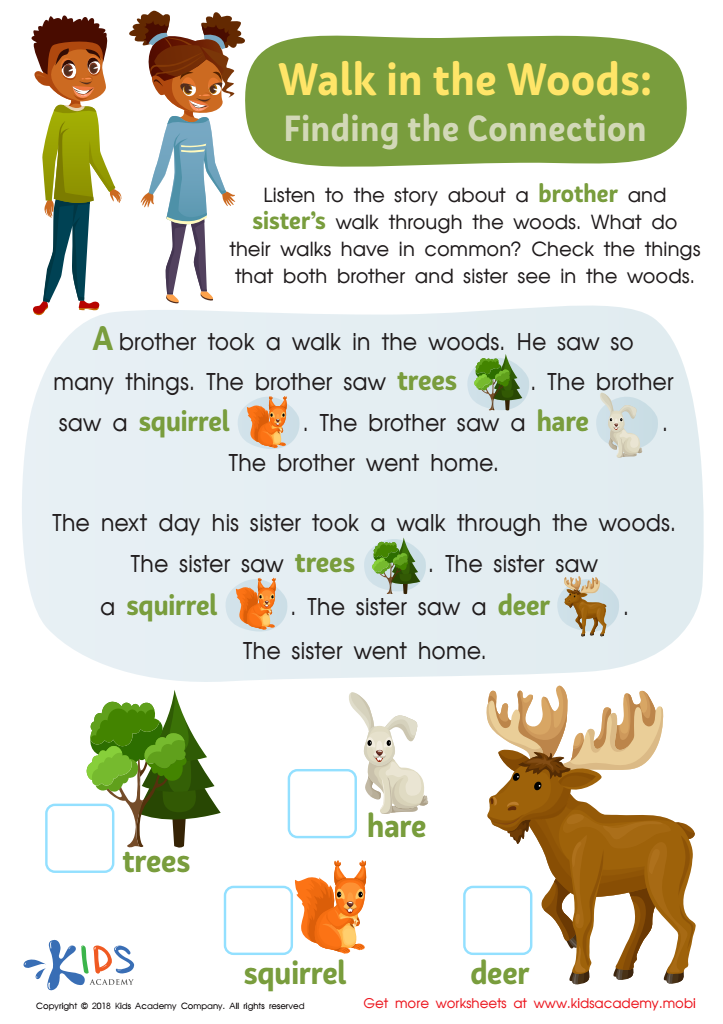 Walk In the Woods: Finding Connections Worksheet