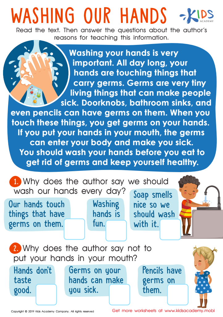 Washing Our Hands Worksheet