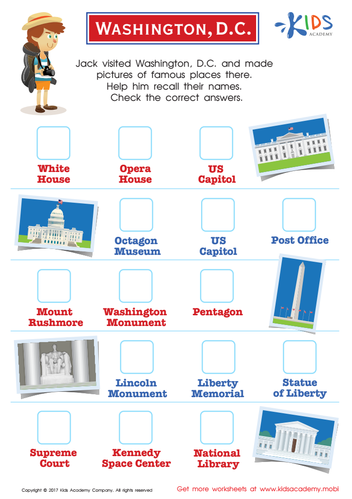 Washington, D.C. printable worksheet