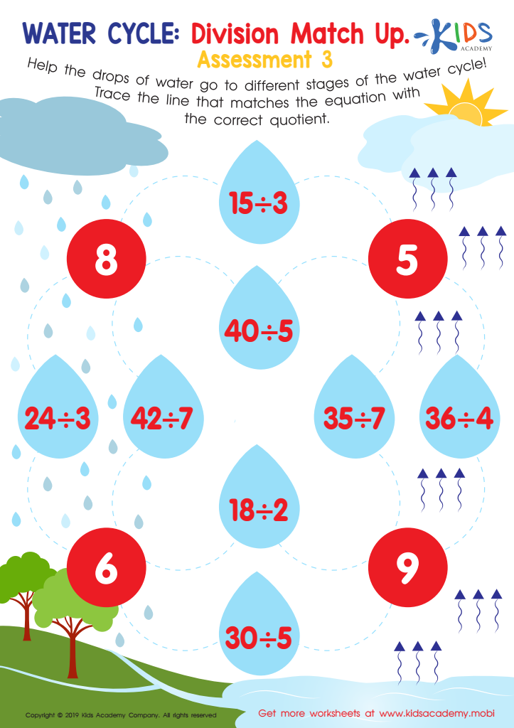 Water Cycle Division Match Up Assessment 3 Worksheet