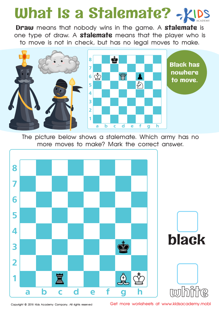 Check. Checkmate or Stalemate? Worksheet for kids