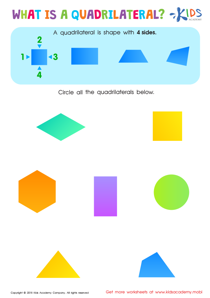 What Is A Quadrilateral Worksheet Printable PDF For Children