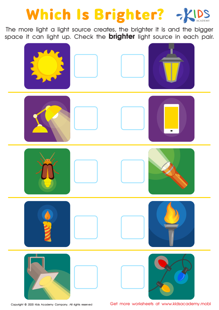 Which Is Brighter? Worksheet