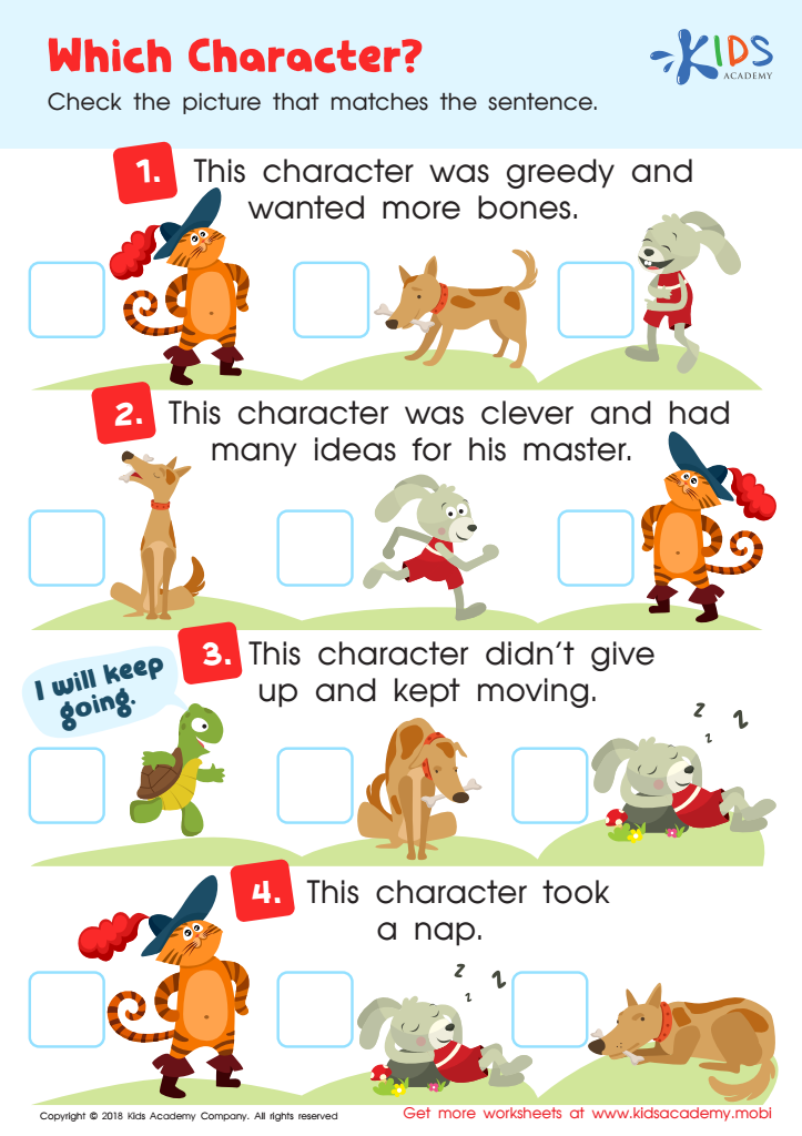 Which Character Worksheet For Kids