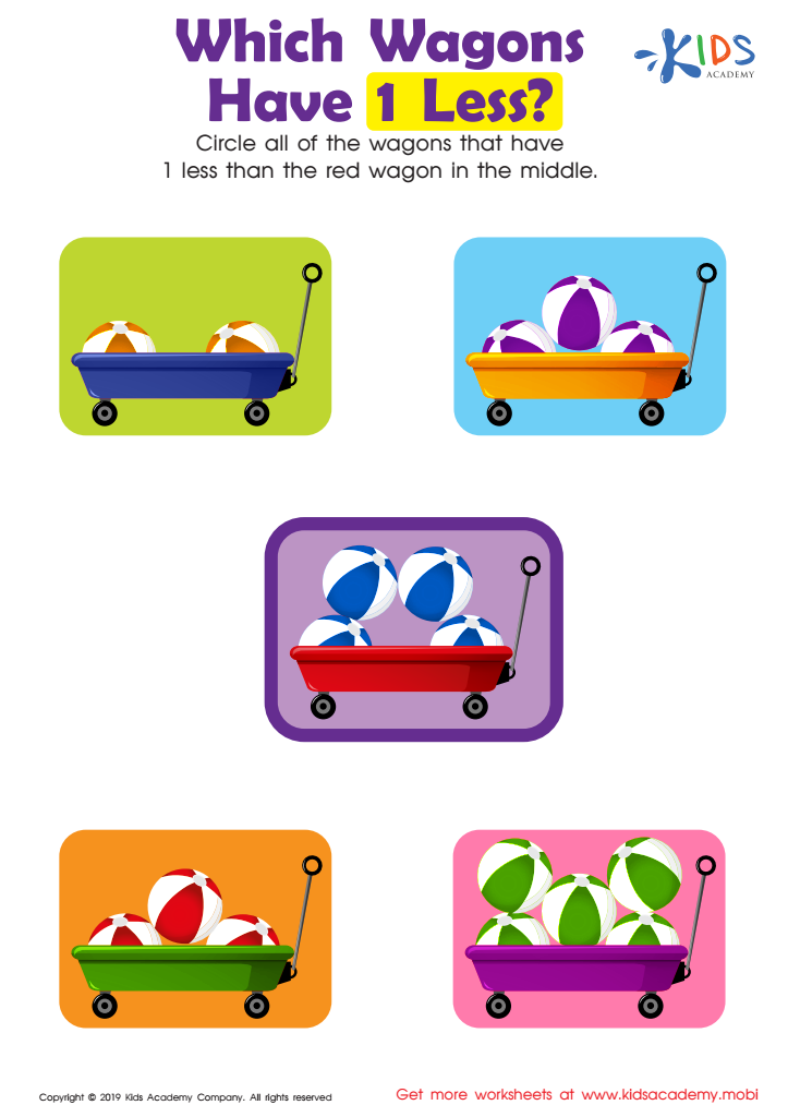 Which Wagons Have 1 Less? Worksheet