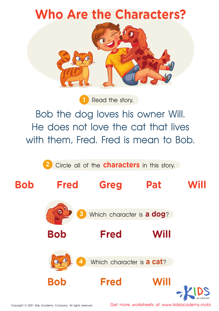 Who Are The Characters Worksheet For Kids