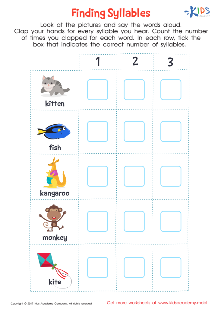 Word structure worksheet: syllables