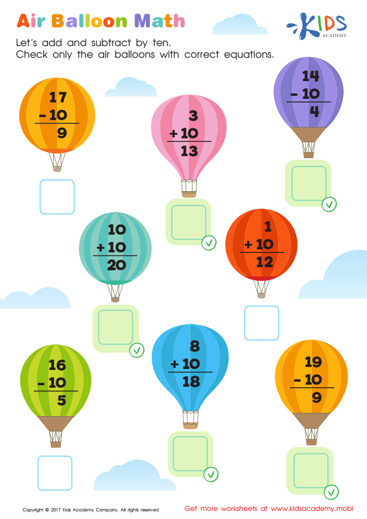 Air Balloon Math Worksheet Answer Key