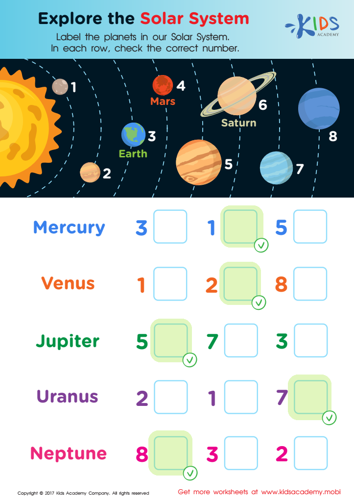 Solar System Planets Worksheet Answer Key