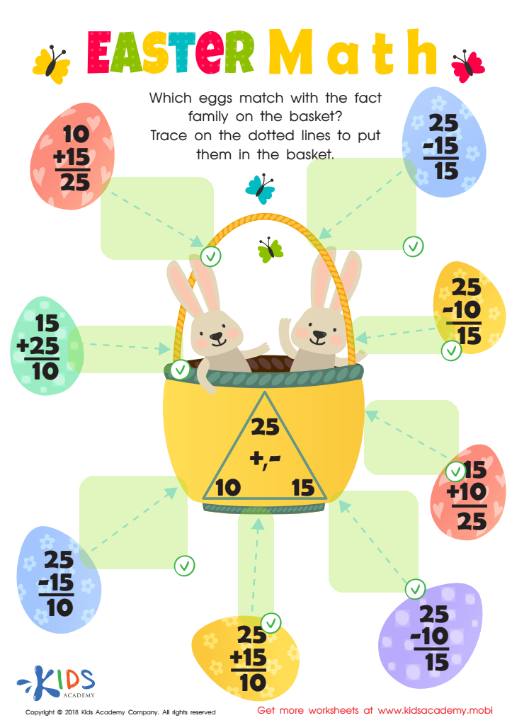Fact Families: Easter Math Worksheet Answer Key