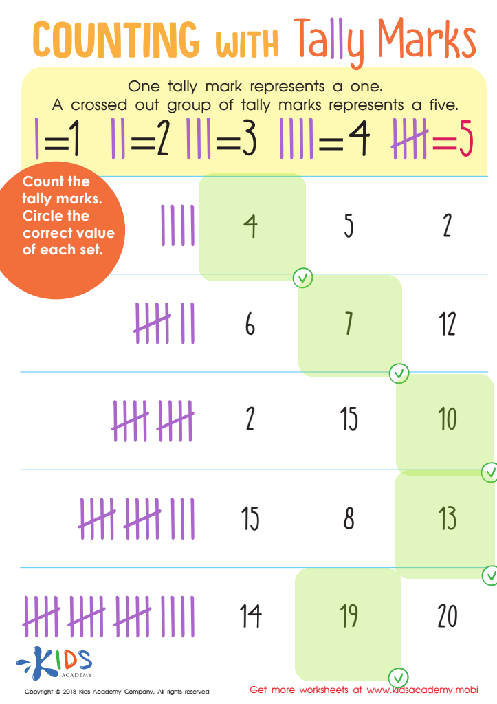 Counting with Tally Marks Worksheet Answer Key