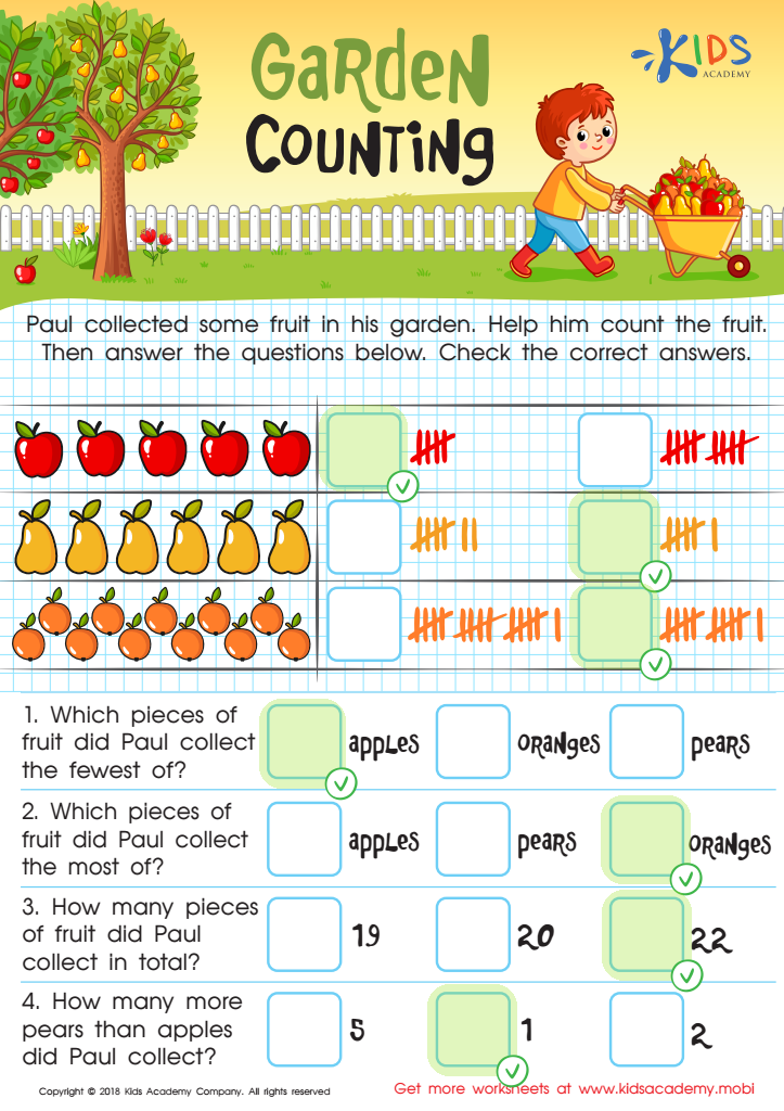 Garden Counting Worksheet Answer Key