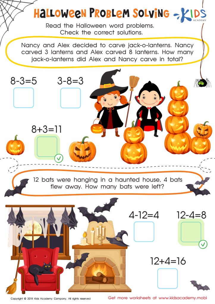 Halloween Problem Solving Worksheet Answer Key