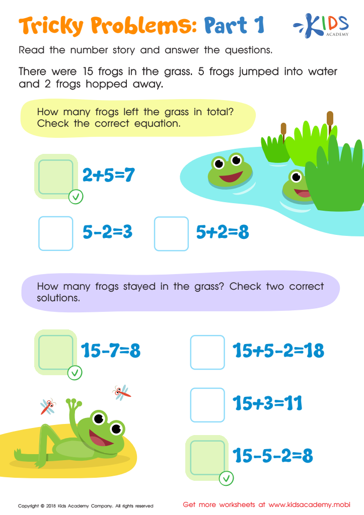 Tricky Problems Worksheet: Part 1 Answer Key