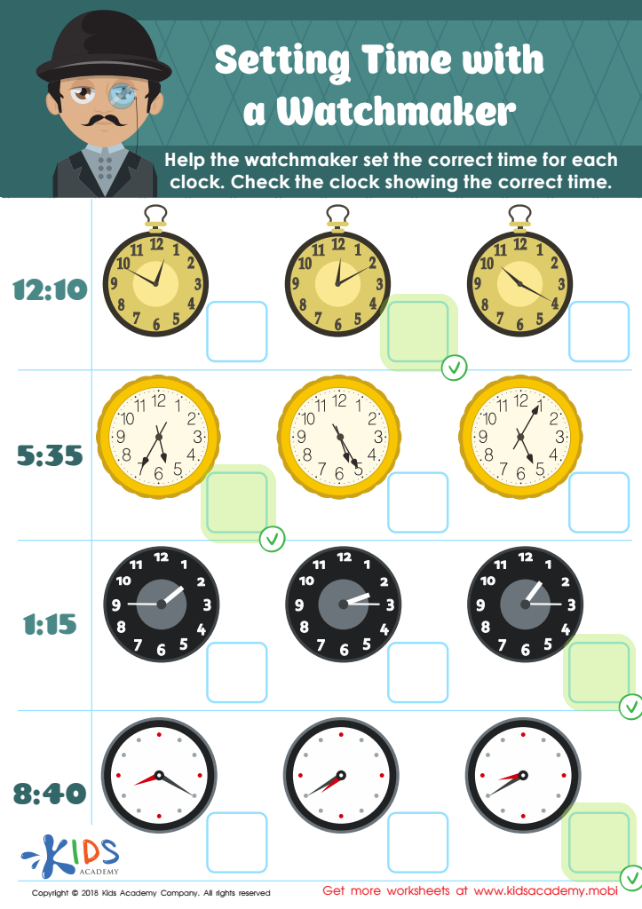 Setting Time with Watchmaker Worksheet Answer Key