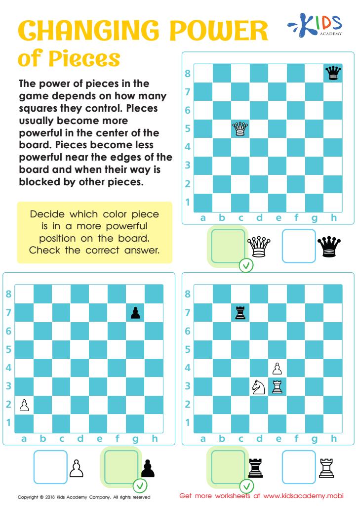 Changing Power of Chess Pieces Worksheet Answer Key
