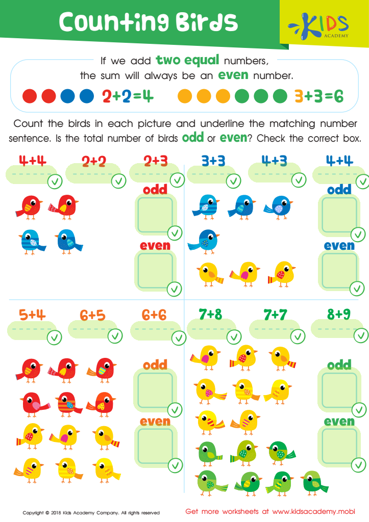 Counting Birds Free Worksheet Answer Key
